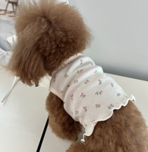 画像をギャラリービューアに読み込む, 【ah taeri pet / 予約】フラワー刺繍 リブスリーブレス ソフトルームウェア(ピンク)
