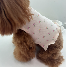 画像をギャラリービューアに読み込む, 【ah taeri pet / 予約】フラワー刺繍 リブスリーブレス ソフトルームウェア(ピンク)