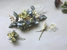 画像をギャラリービューアに読み込む, くすみブルー×グリーンのアンティークあじさいのボタニカルヘッドドレス(受注生産)