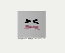 画像をギャラリービューアに読み込む, 【boocce / 予約】MILKY RIBBON HAIR PIN(Black+Pink)
